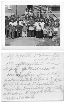 Catholic Priests and Cree children in Moosonee