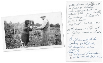 Cree woman and non-Cree sharing bannock
